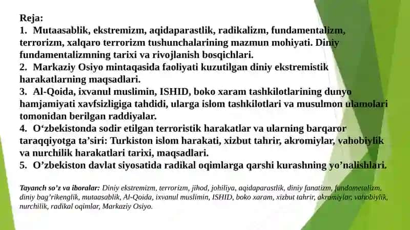 DINIY FUNDAMENTALIZM, RADIKALIZM VA TERRORIZMNING TARIXI VA YO`NALISHLARI. 2