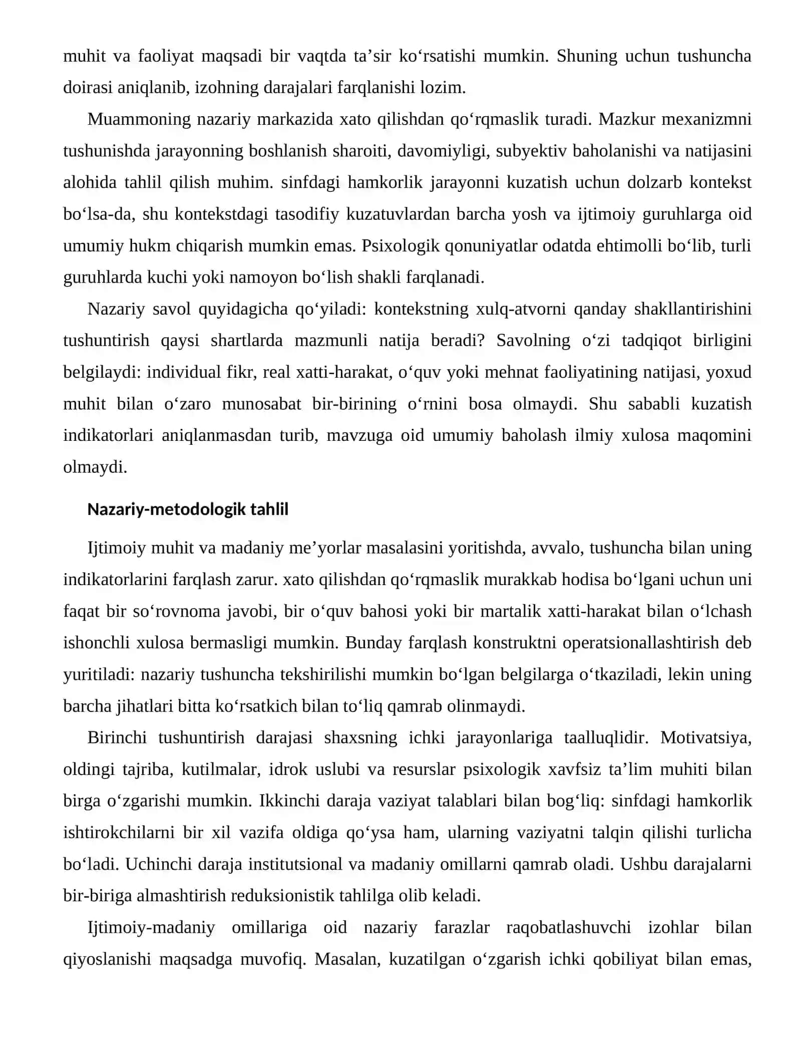 PSIXOLOGIK XAVFSIZ TA’LIM MUHITI — IJTIMOIY-MADANIY OMILLARI 2
