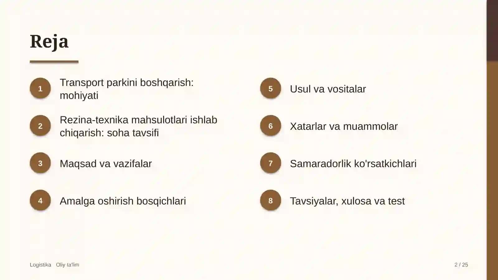rezina texnika mahsulotlari ishlab chiqarishda texnik vositalar parkini boshqarish 5033 2