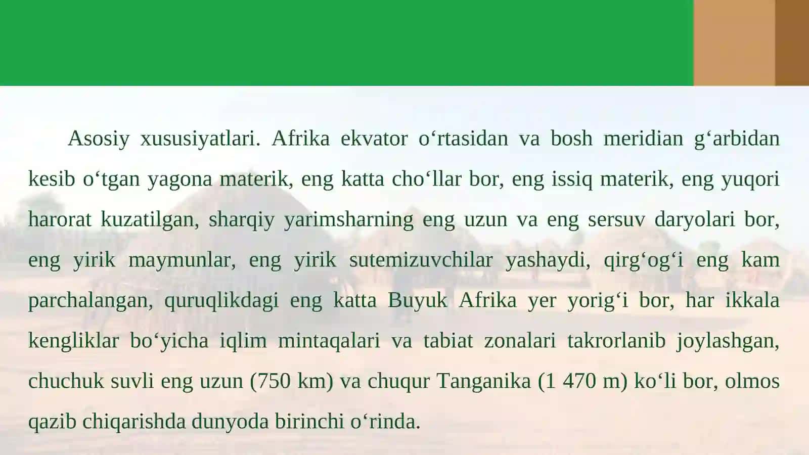 MATERIKLAR VA OKEANLAR TABIATI AFRIKA 2
