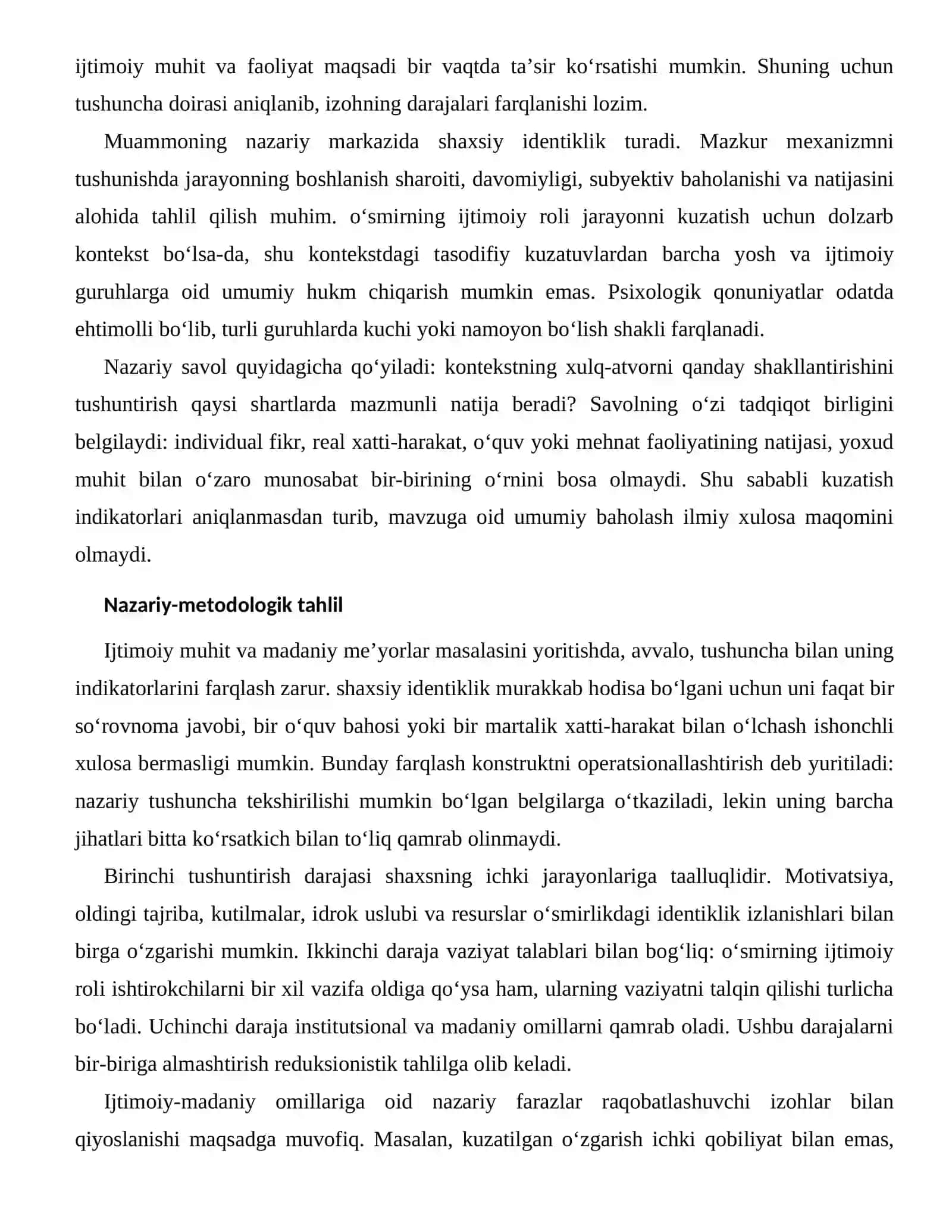 O‘SMIRLIKDAGI IDENTIKLIK IZLANISHLARI — IJTIMOIY-MADANIY OMILLARI 2