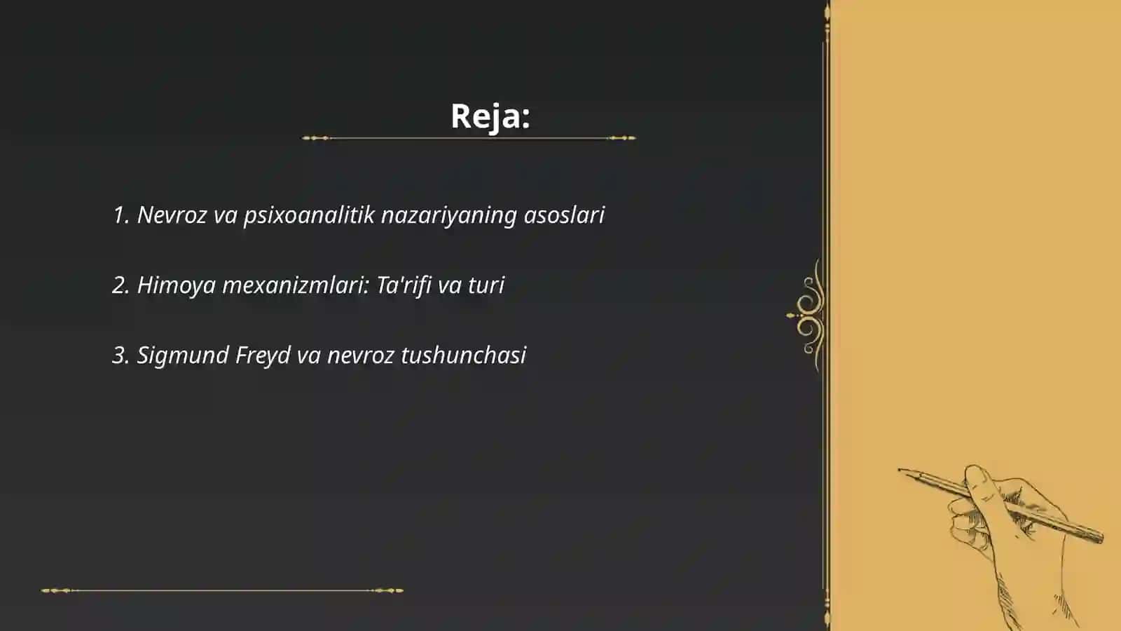 Nevrozlar haqida psixoanalitik nazariya va himoya mexanizmlari 2