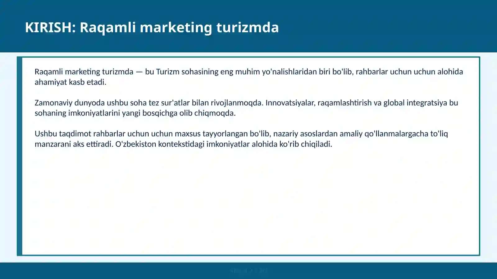 Raqamli marketing turizmda 2