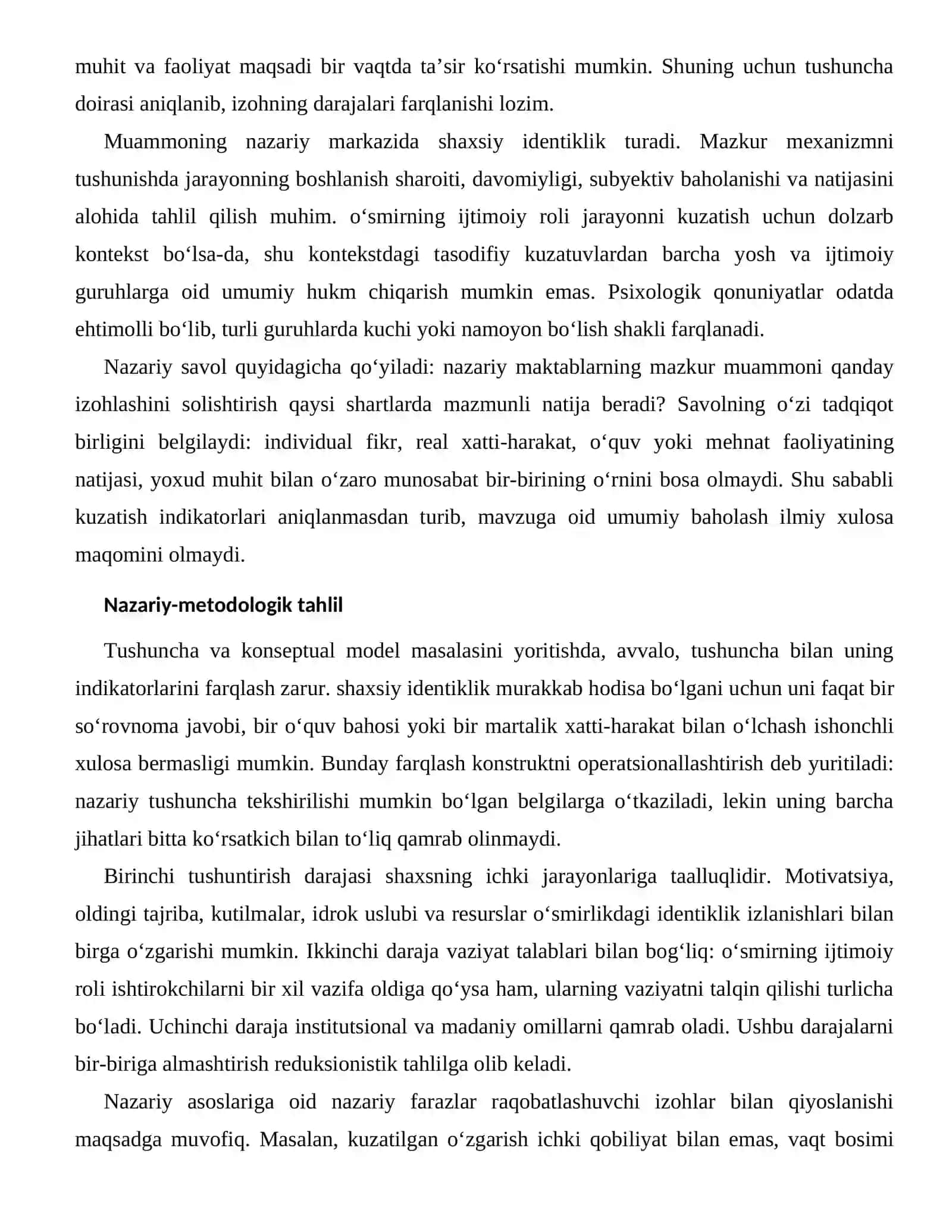 O‘SMIRLIKDAGI IDENTIKLIK IZLANISHLARI — NAZARIY ASOSLARI 2