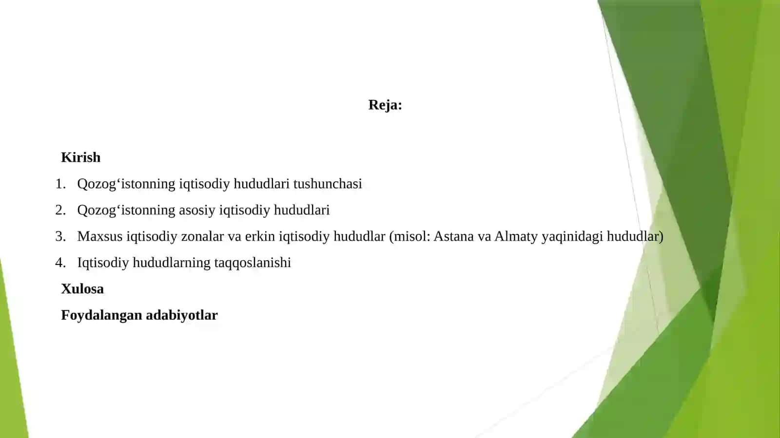 QOZOGʻISTON IQTISODIY RAYONLARI 2