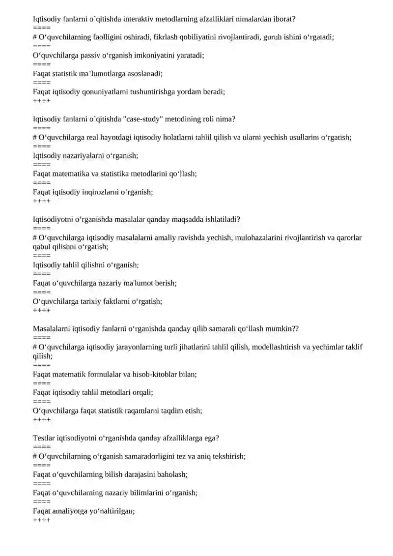 Iqtisodiy bilim asoslarini o‘qitish metodikasi 2