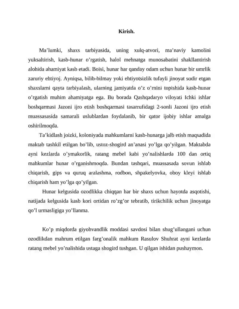 Mahkumlarni kasb-hunarga tarbiyalash.zodlikdan mahrum qilishga hukm qilingan shaxslarga tarbiyaviy ta'sir ko‘rsatish 2