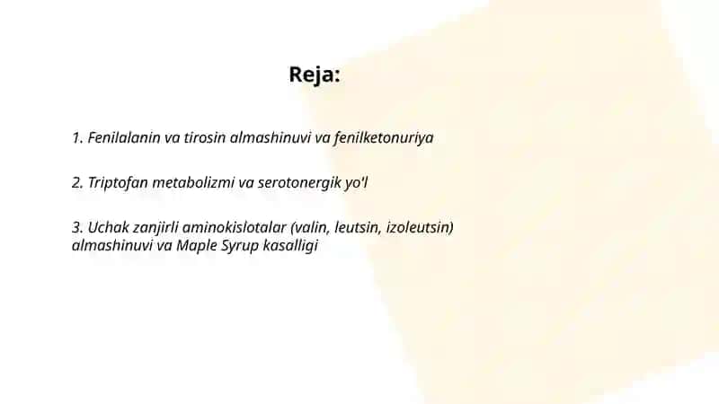 Ayrim aminokislotalar almashinuvining oziga xosligi 2