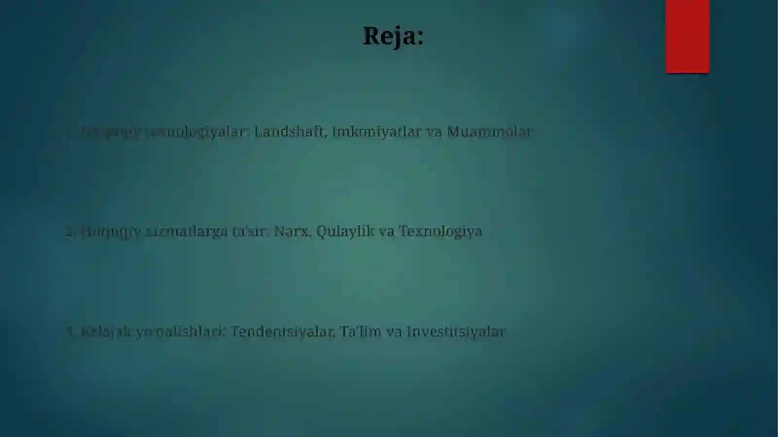 Legal Tech startaplari va ularning huquqiy xizmat ko'rsatish bozoriga ta'siri 2
