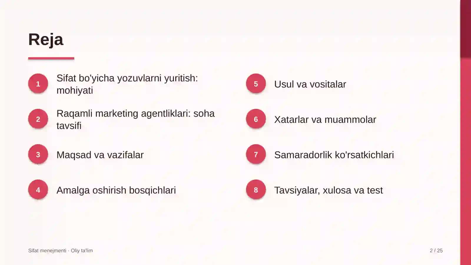raqamli marketing agentliklarida sifat bo'yicha yozuvlarni yuritish 5321 2