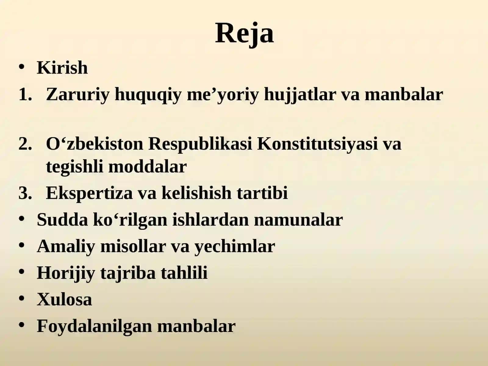 Normativ-huquqiy hujjat loyihasini ekspertizadan o‘tkazish va kelishish 2