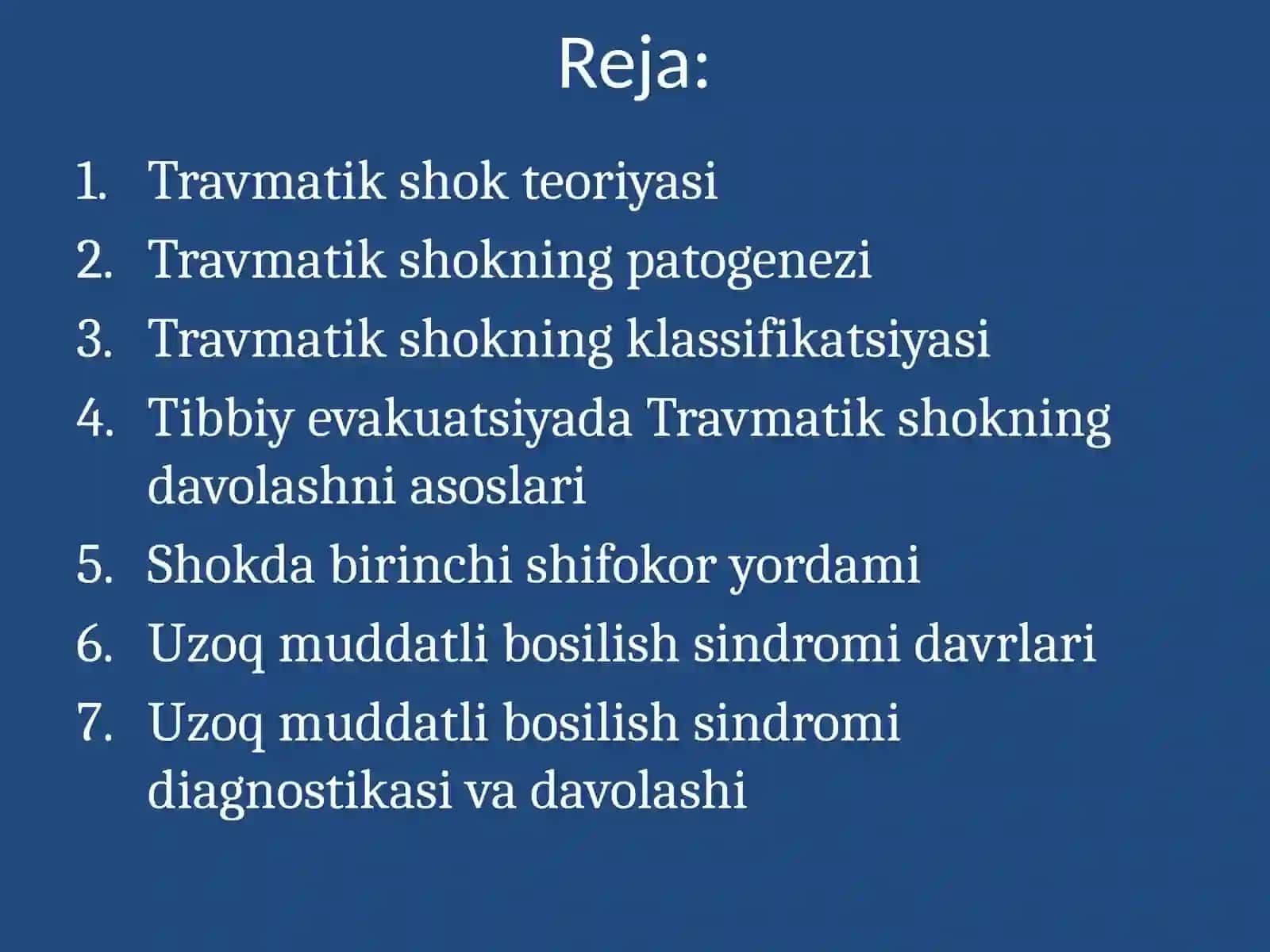 Travmatik shok.Uzoq vaqt bosilish sindromi 2