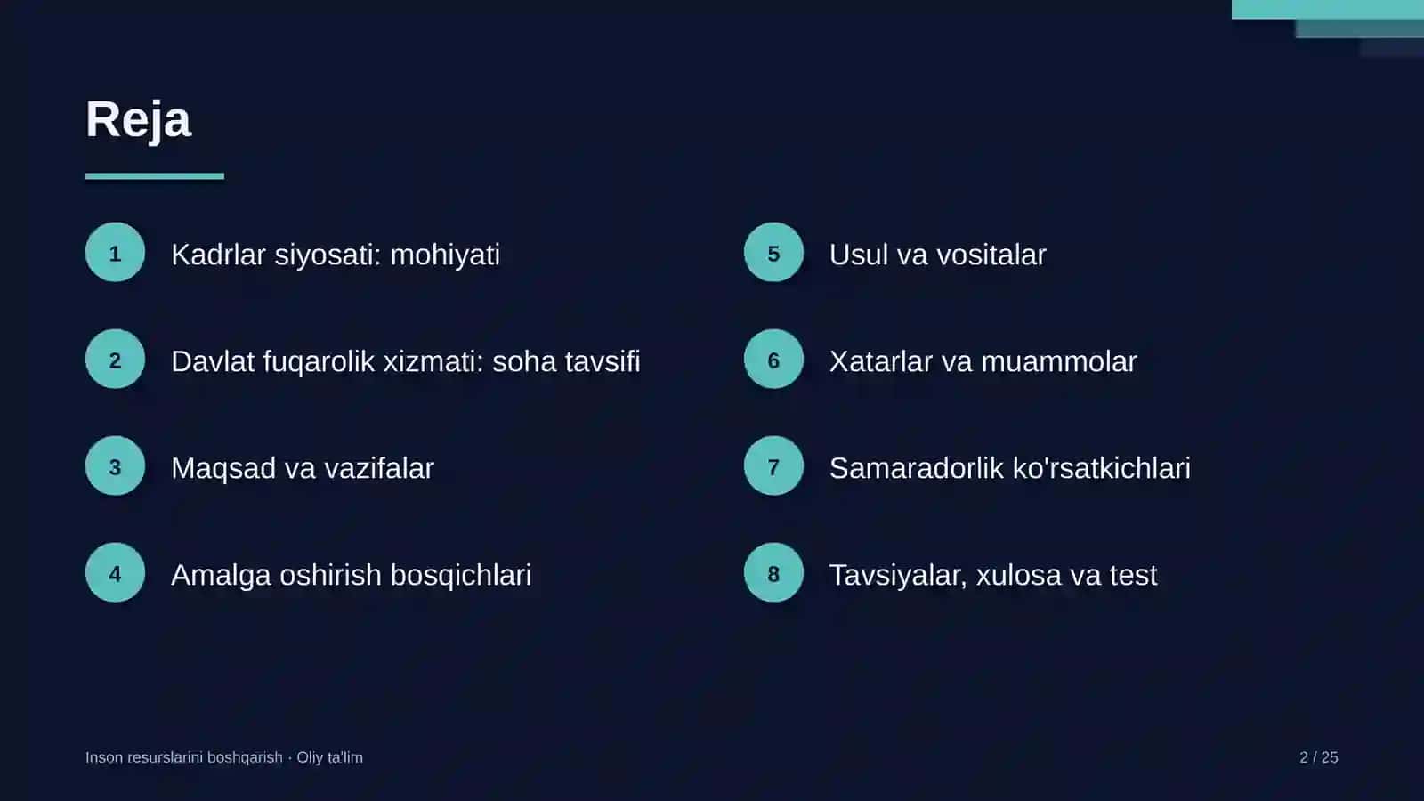 Davlat fuqarolik xizmatida kadrlar siyosati 2
