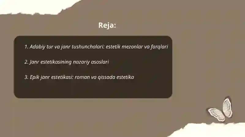 Adabiy tur va janr estetikasi 2