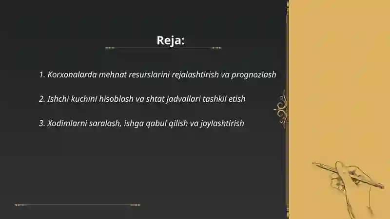 Korxonalarda mehnat resurslaridan foydalanish 2