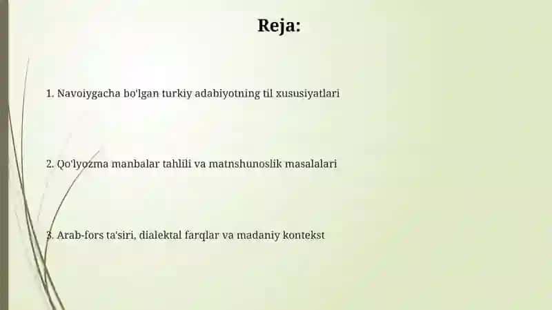 Navoiygacha yashab ijod etgan turgigòy ijodkorlarning asarlari tili 2