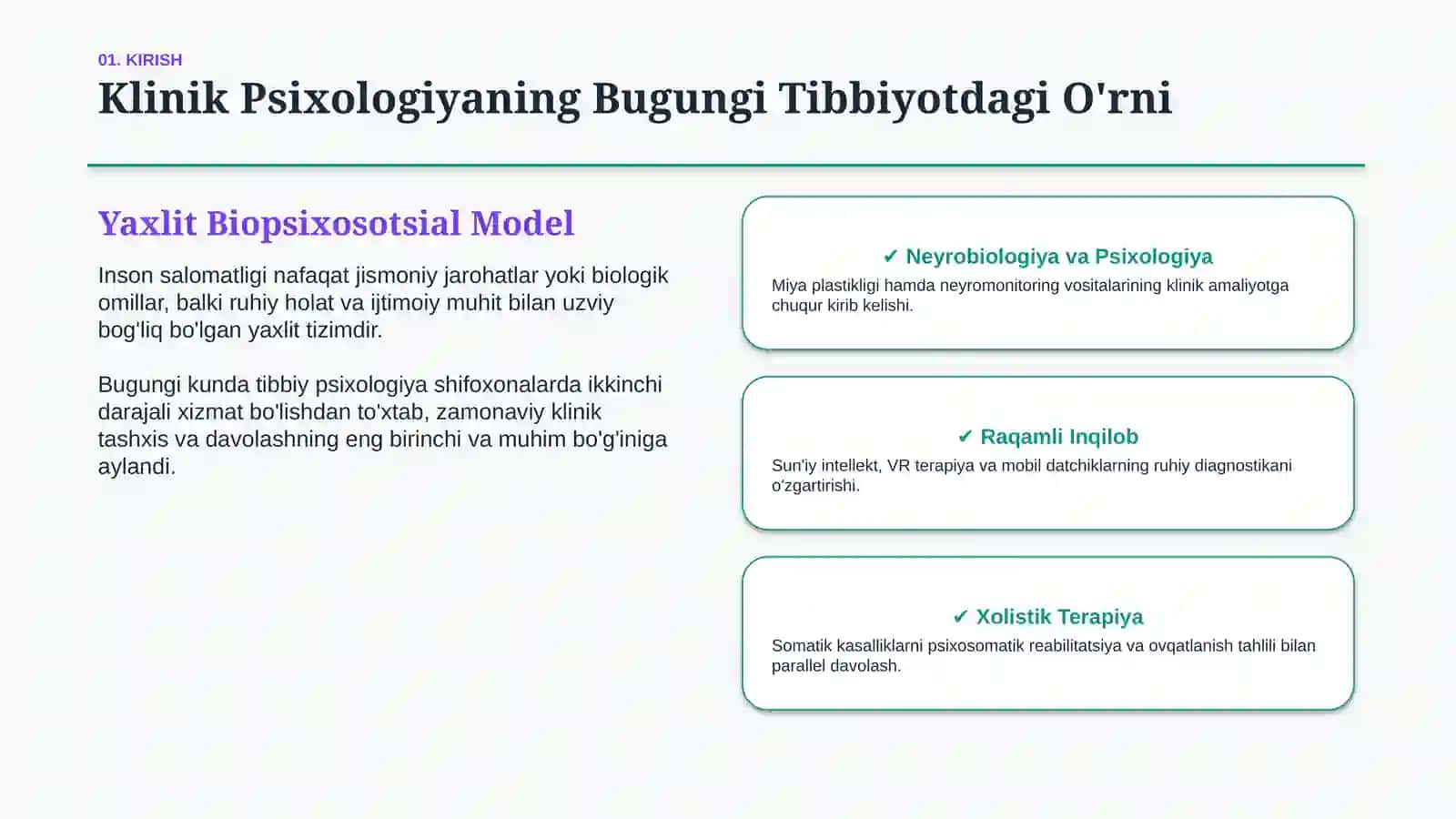 Tibbiy psixologiyada bugungi kun yangiliklari — zamonaviy yondashuvlar 2