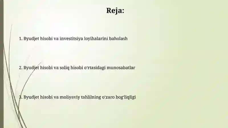 Byudjet hisobining boshqa maxsus fanlar bilan aloqasi 2