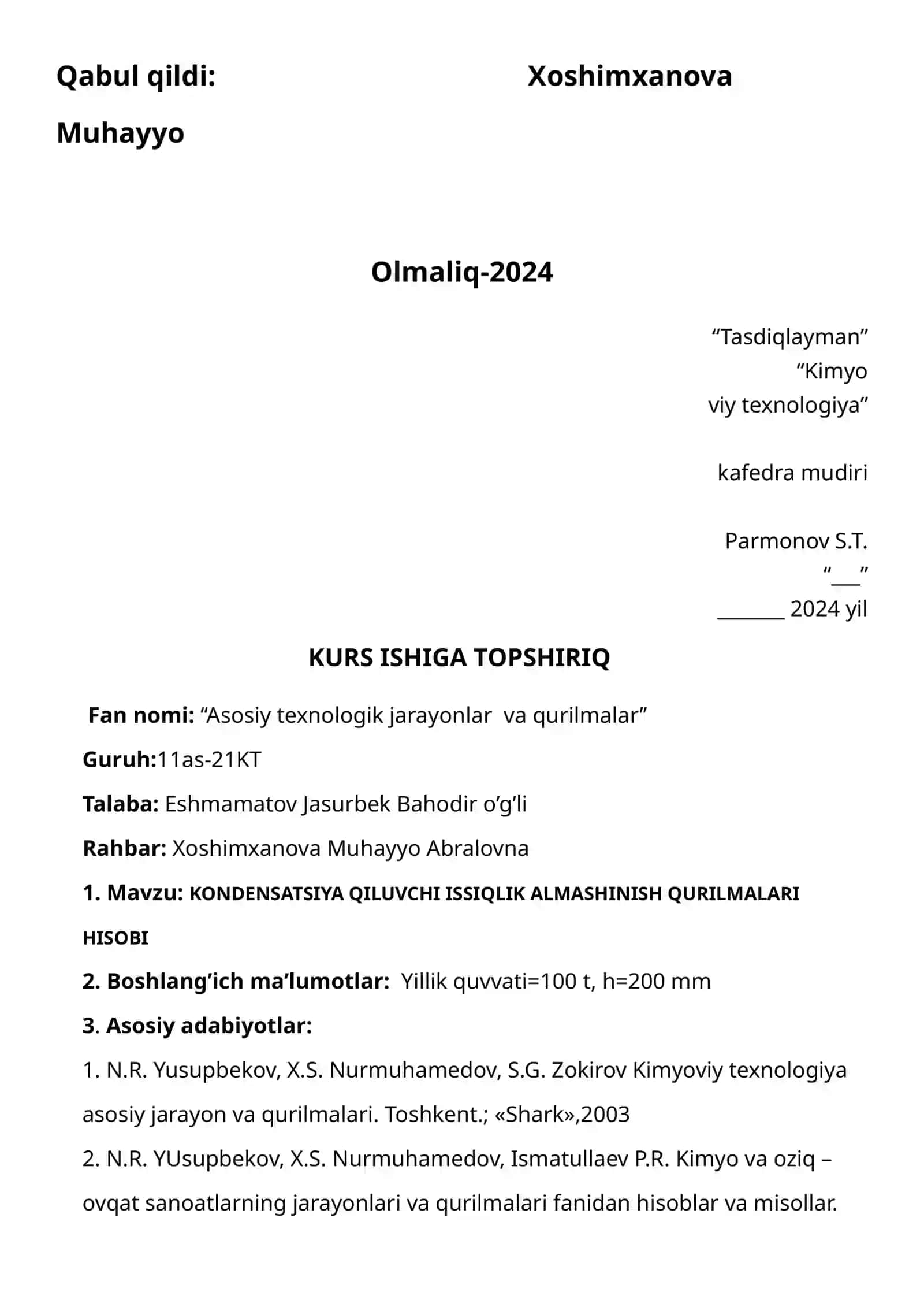 KONDENSATSIYA QILUVCHI ISSIQLIK ALMASHINISH QURILMALARI HISOBI 2