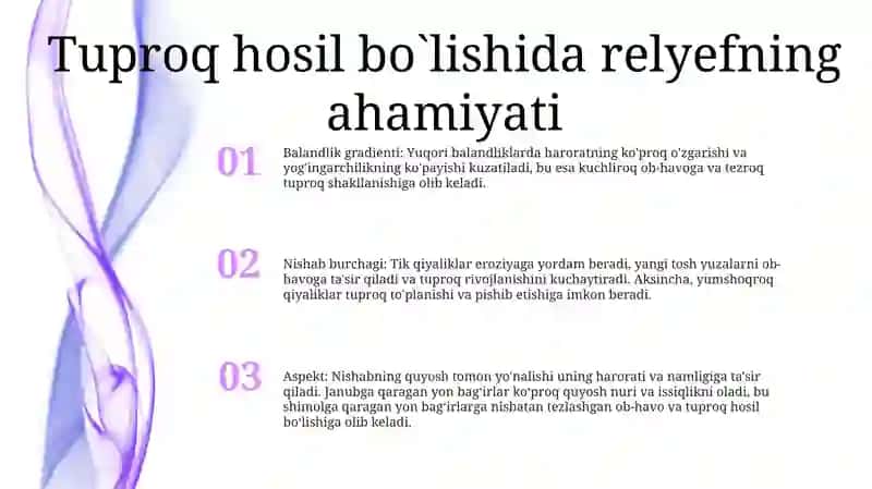 Tuproq Hosil BoʻLishida Relyefning Ahamiyati 2