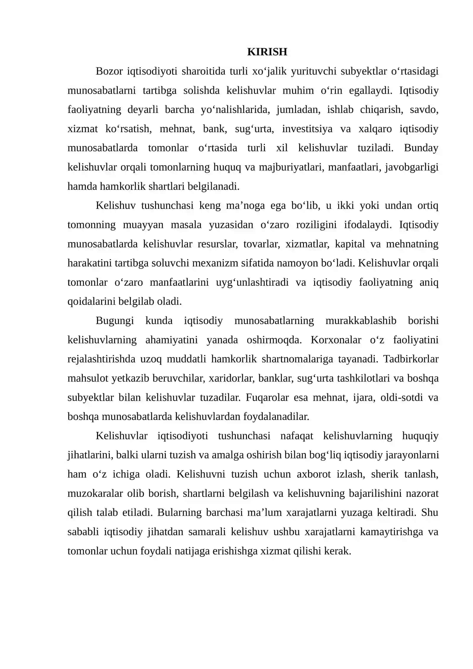 KELISHUVLAR IQTISODIYOTI: NORMALARI VA TURLARI 2