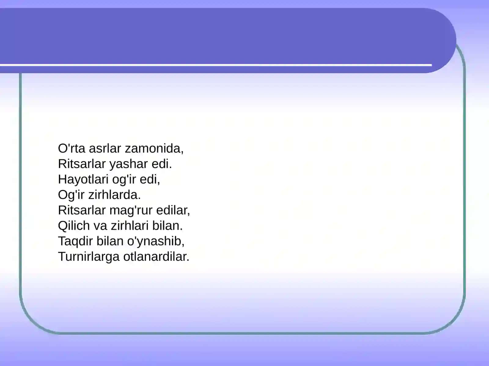 Tarix - O'rta asr ritsarlari (6-sinf) 2