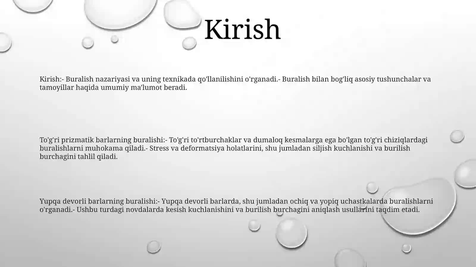 Buralish Deformatsiyasi.Tòģri Tòrtburchak Sterjenlarning Buralishi. Yupqa Devorli Sterjenlarning Erkin Va Erkin Bòlmagan Buralishi. Buralishda Kuchlanganlik Va Deformatsiya Holatlarining Tahlili 2