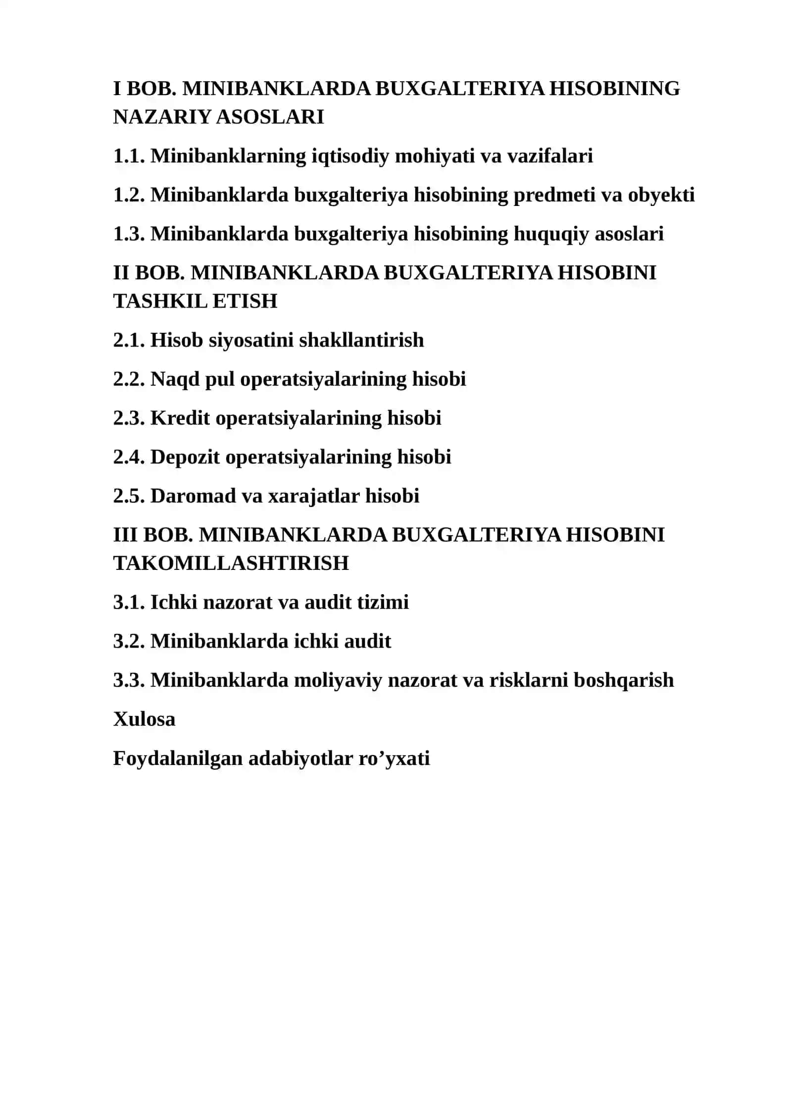MINIBANKLARDA BUXGALTERIYA HISOBINI TASHKIL ETISH VA YURITISH HISOBI 2