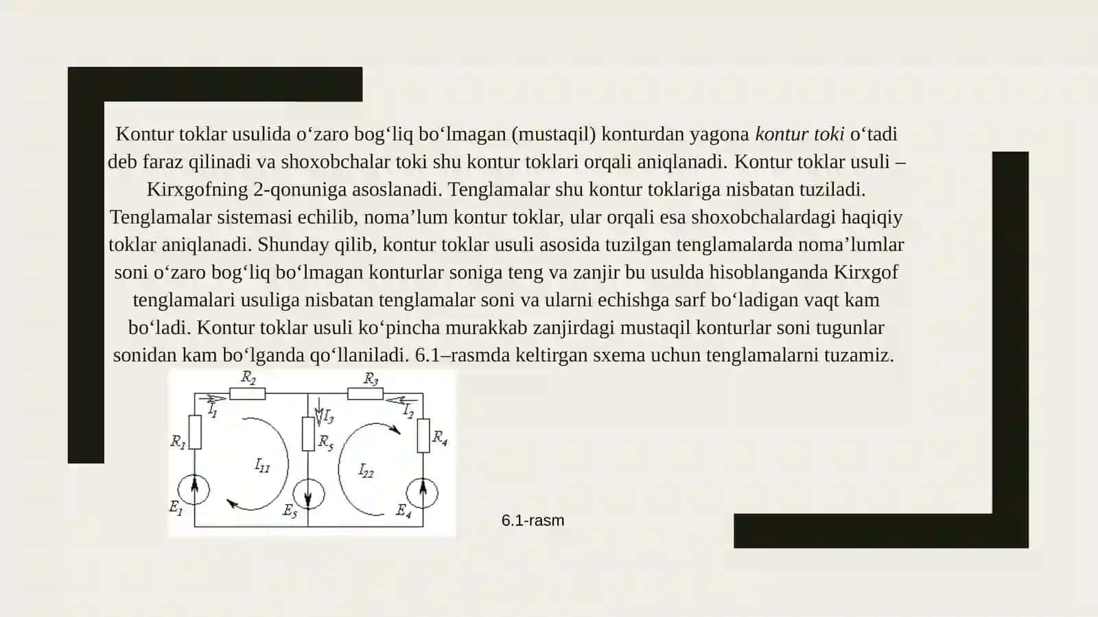 Konturtoklar va tugun potentsiallari usullari 2