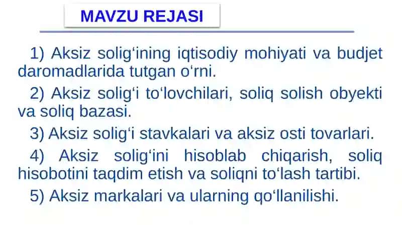 AKSIZ SOLIG‘I 2