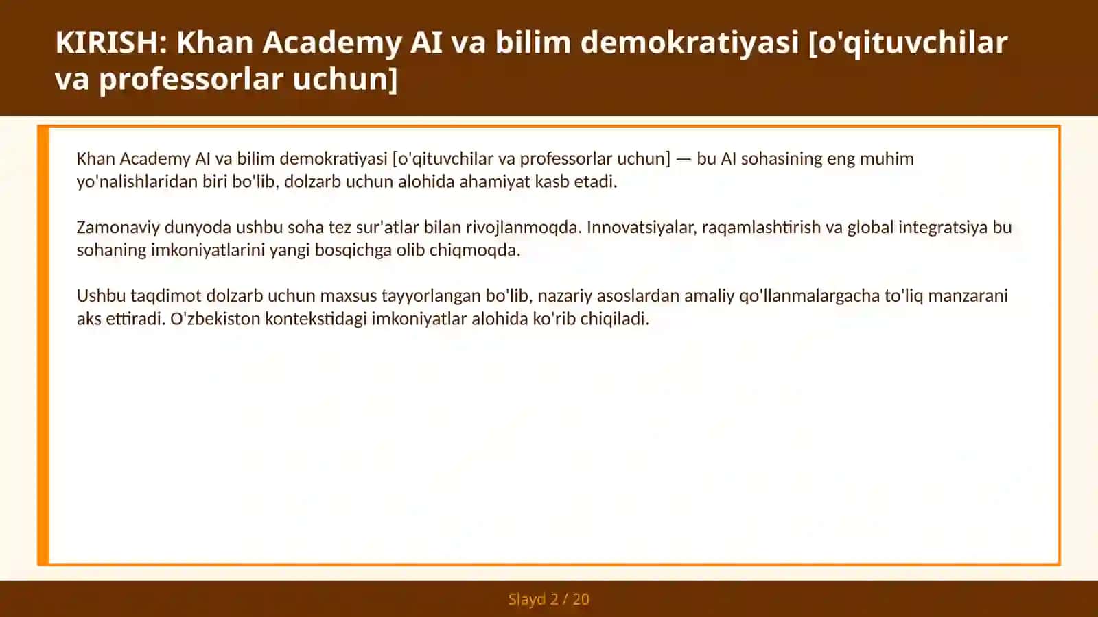 KHAN ACADEMY AI VA BILIM DEMOKRATIYASI [O'QITUVCHILAR VA PROFESSORLAR UCHUN] 2