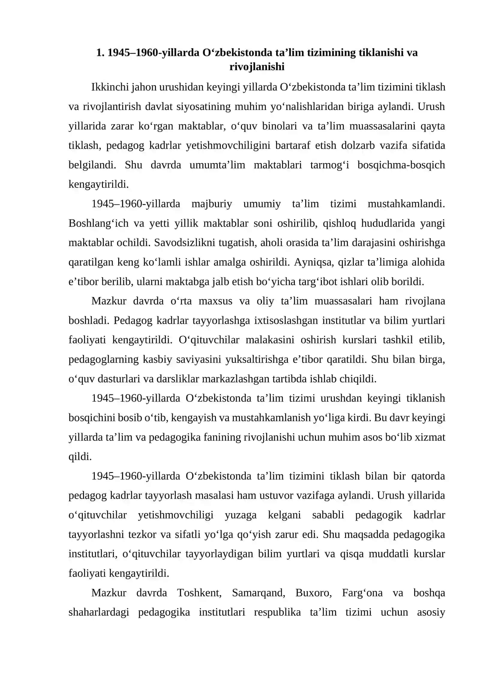 1945-1991-YILLARDA O'ZBEKISTONDA TA'LIM TIZIMI VA PEDAGOGIKA FANI 2