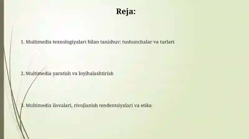 Multimedia texnologiyalarining turlari bilan tanishish va ularni tahlil qilish 2