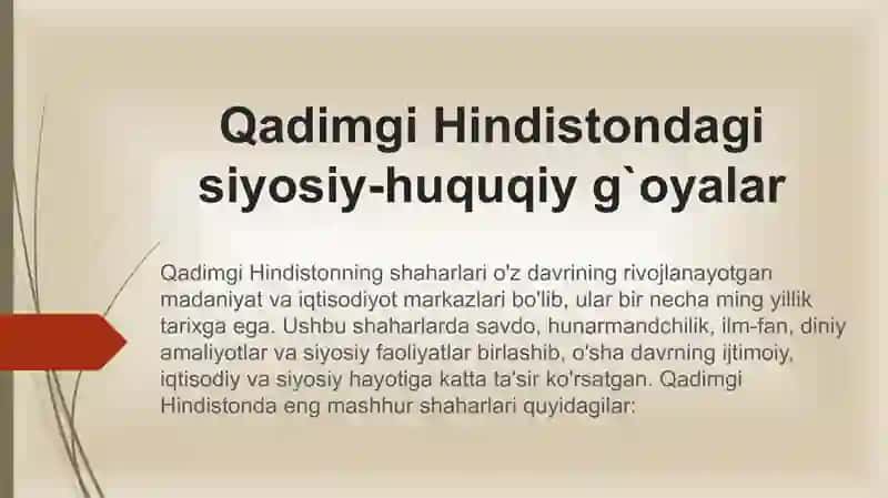 Qadimgi Hindistondagi siyosiy-huquqiy g`oyalar 2