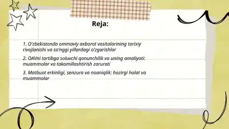 OAVni tartibga soluvchi qonunchilik va uning amaliyoti: muammolar va takomillashtirish zarurati 2