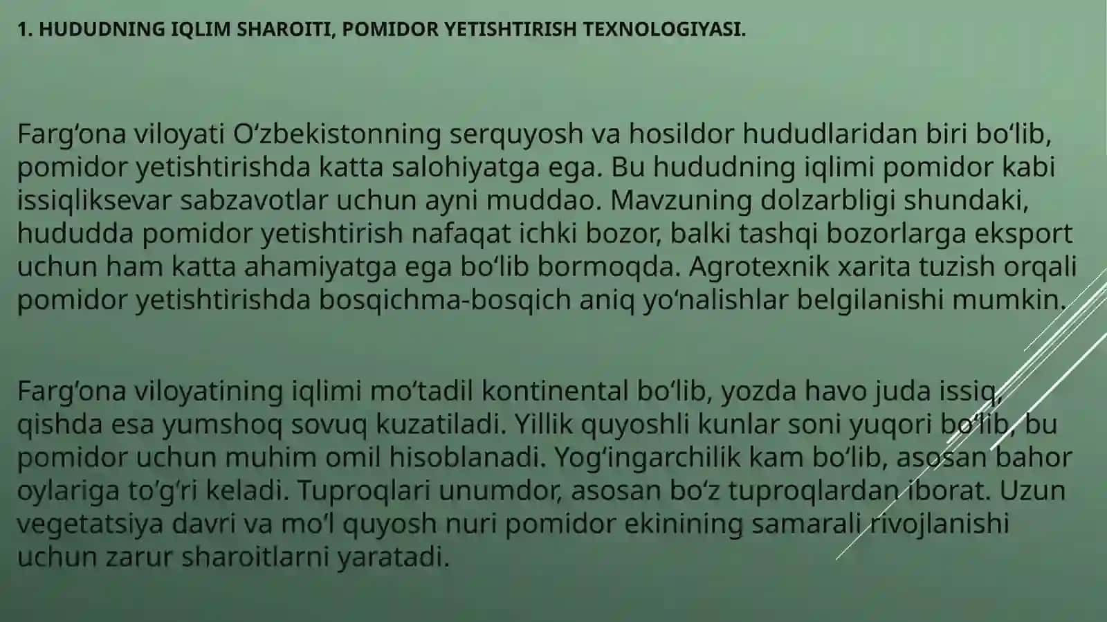 Pomidor yetishtirish agrotexnalogik xaritasi 2