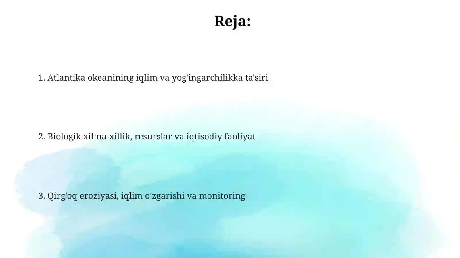 Atlantika okeanini atrofdagi materiklar tabiatiga tasirini o'rganish 2