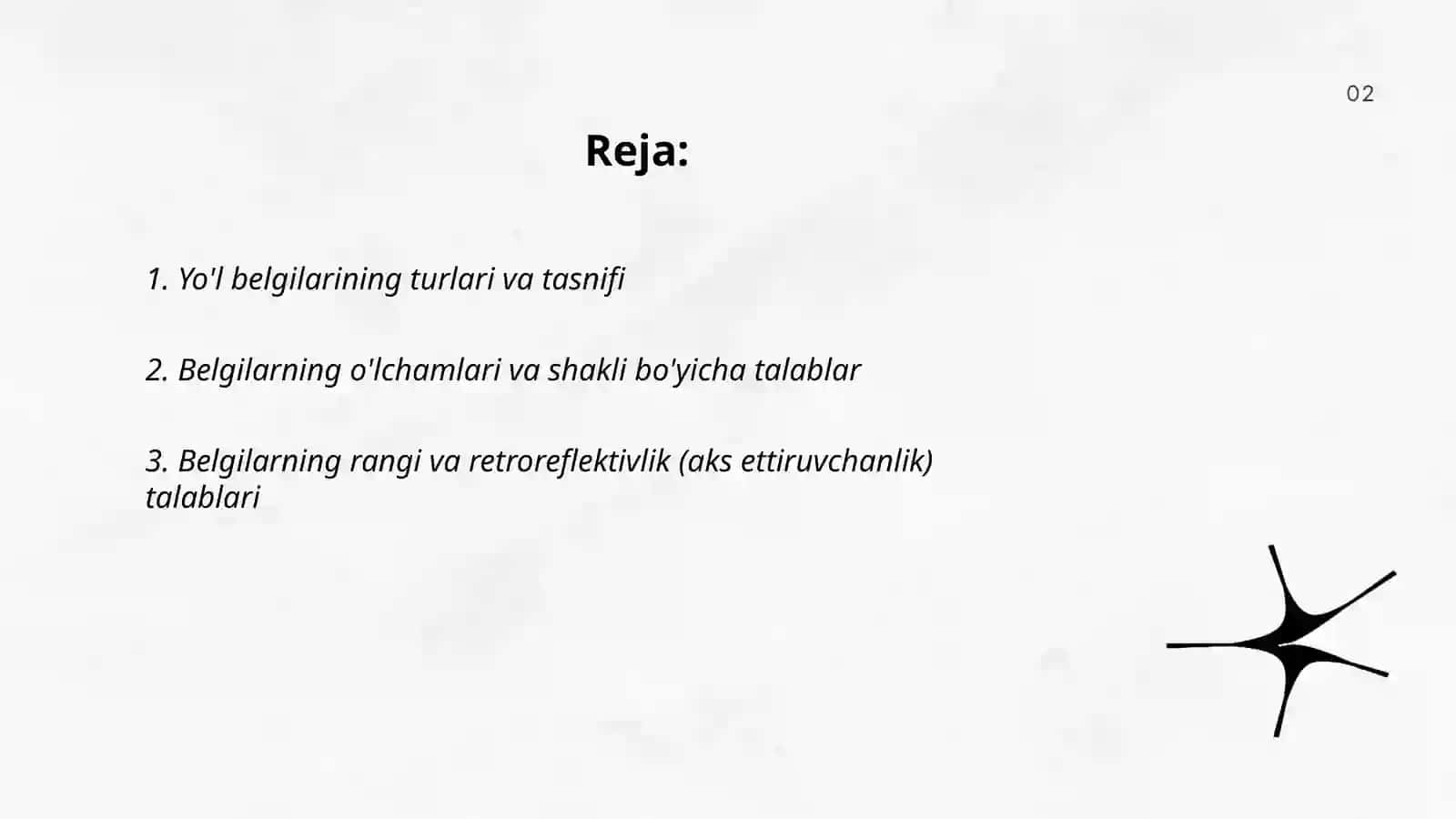 Yo'l belgilari va ularni o'rnatishga qo'yiladigan talablar 2