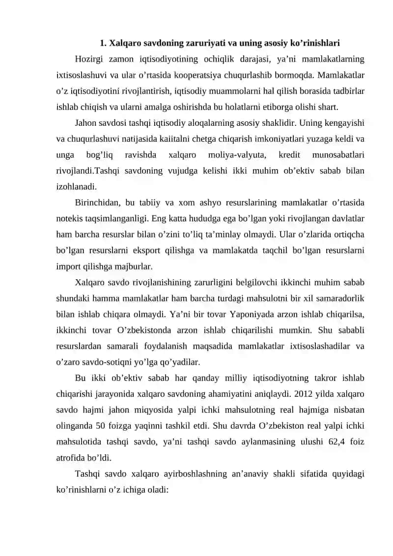 Xalqaro savdo nazariyasi 2
