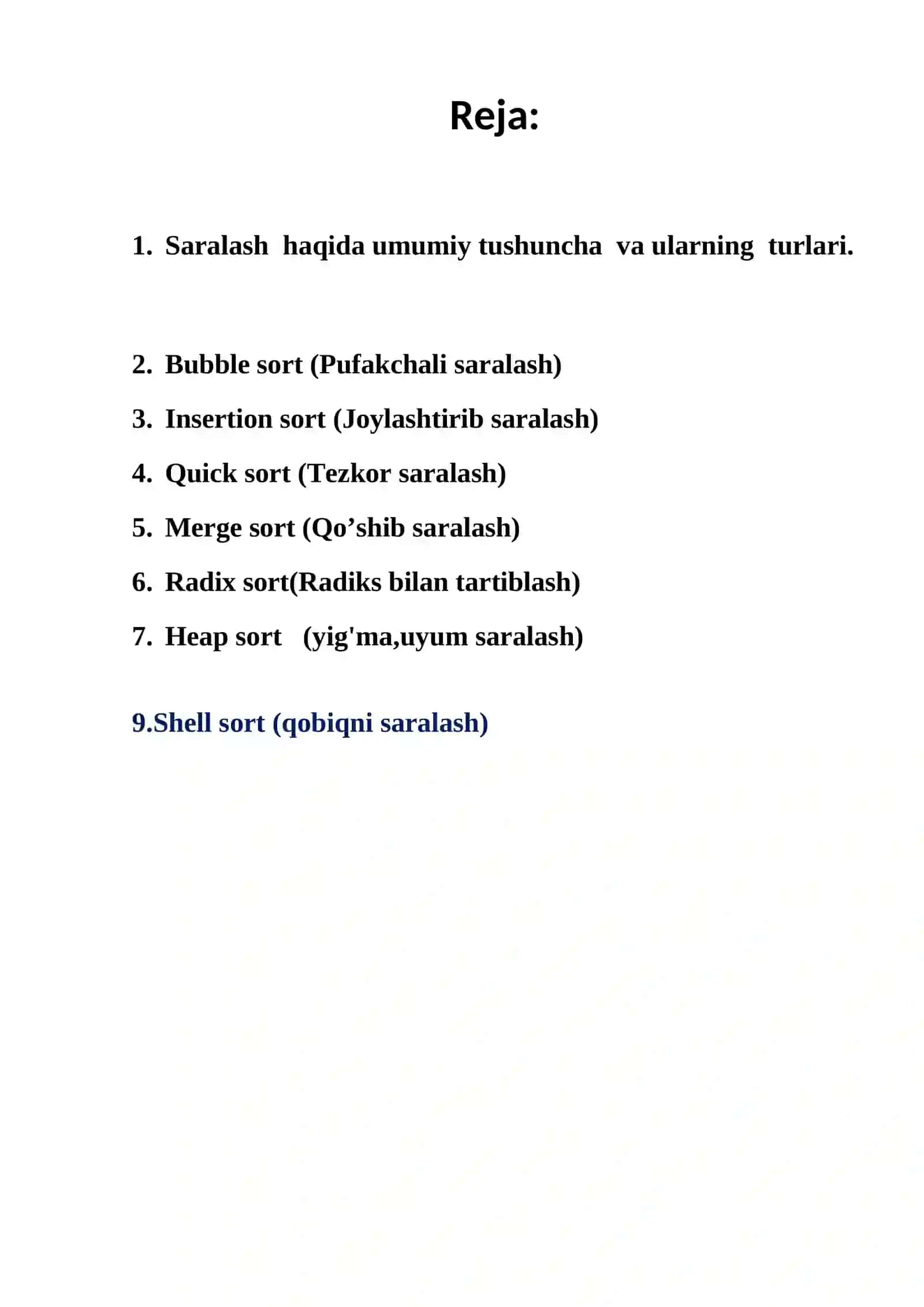 Saralash algoritmlari va samaradorliklari 2