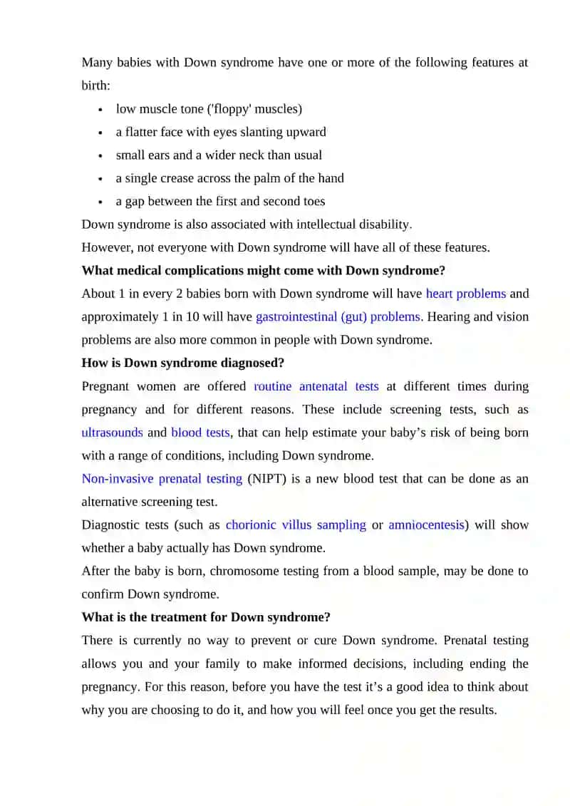 Down syndrome and Genetic Screening 2