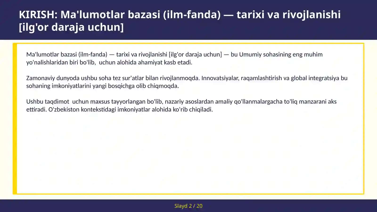 Ma'lumotlar bazasi (ilm-fanda) — tarixi va rivojlanishi [ilg'or daraja uchun] 2