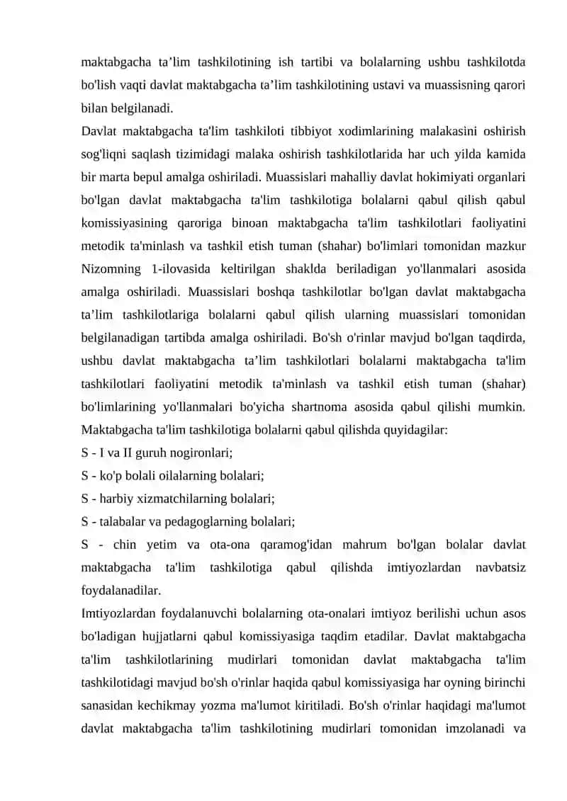 Maktabgacha ta’lim tashkiloti va ularni tashkil etish 2