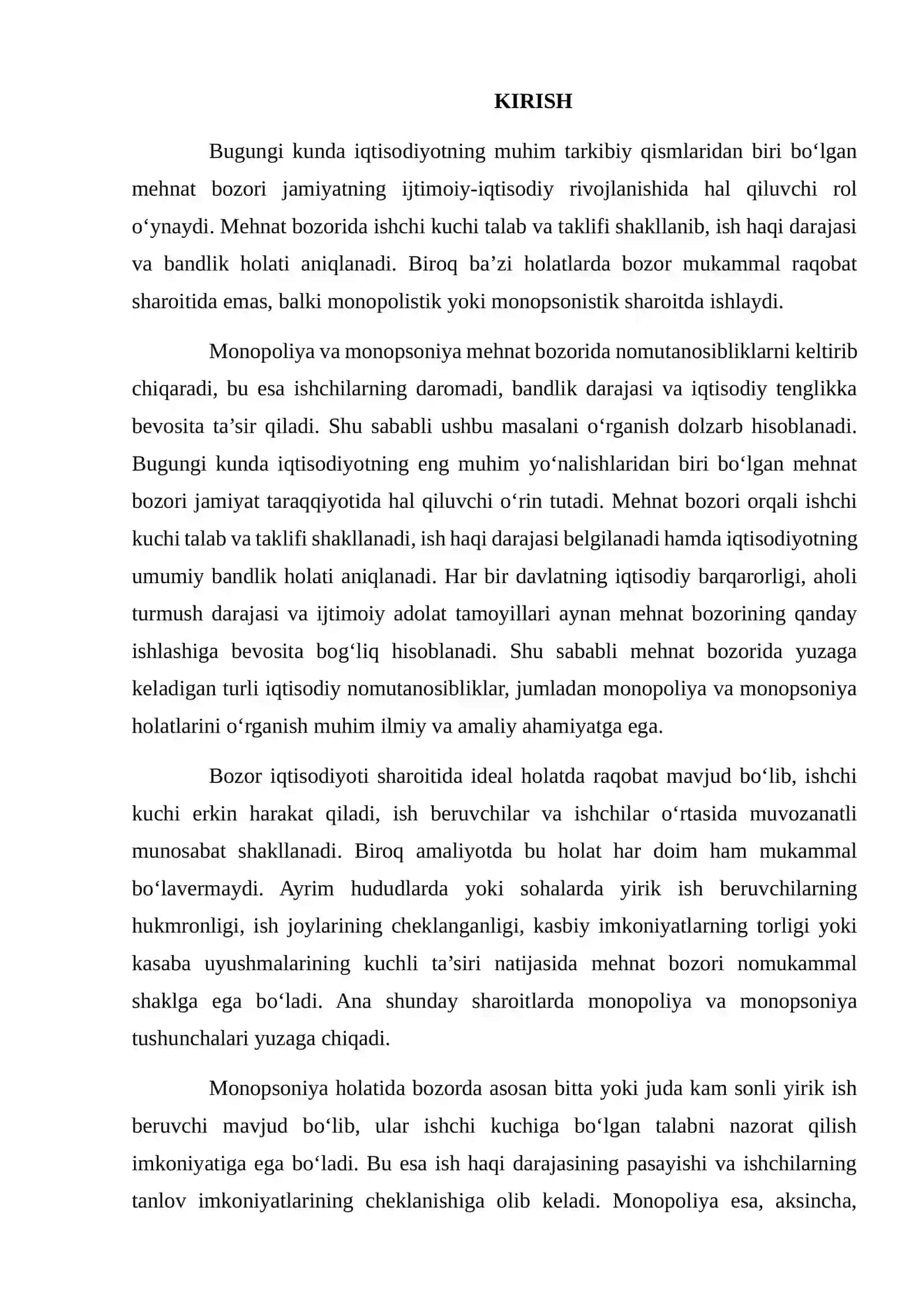Mehnat Bozorida Monopoliya va Monopsoniya Nisbati Muammolari 2