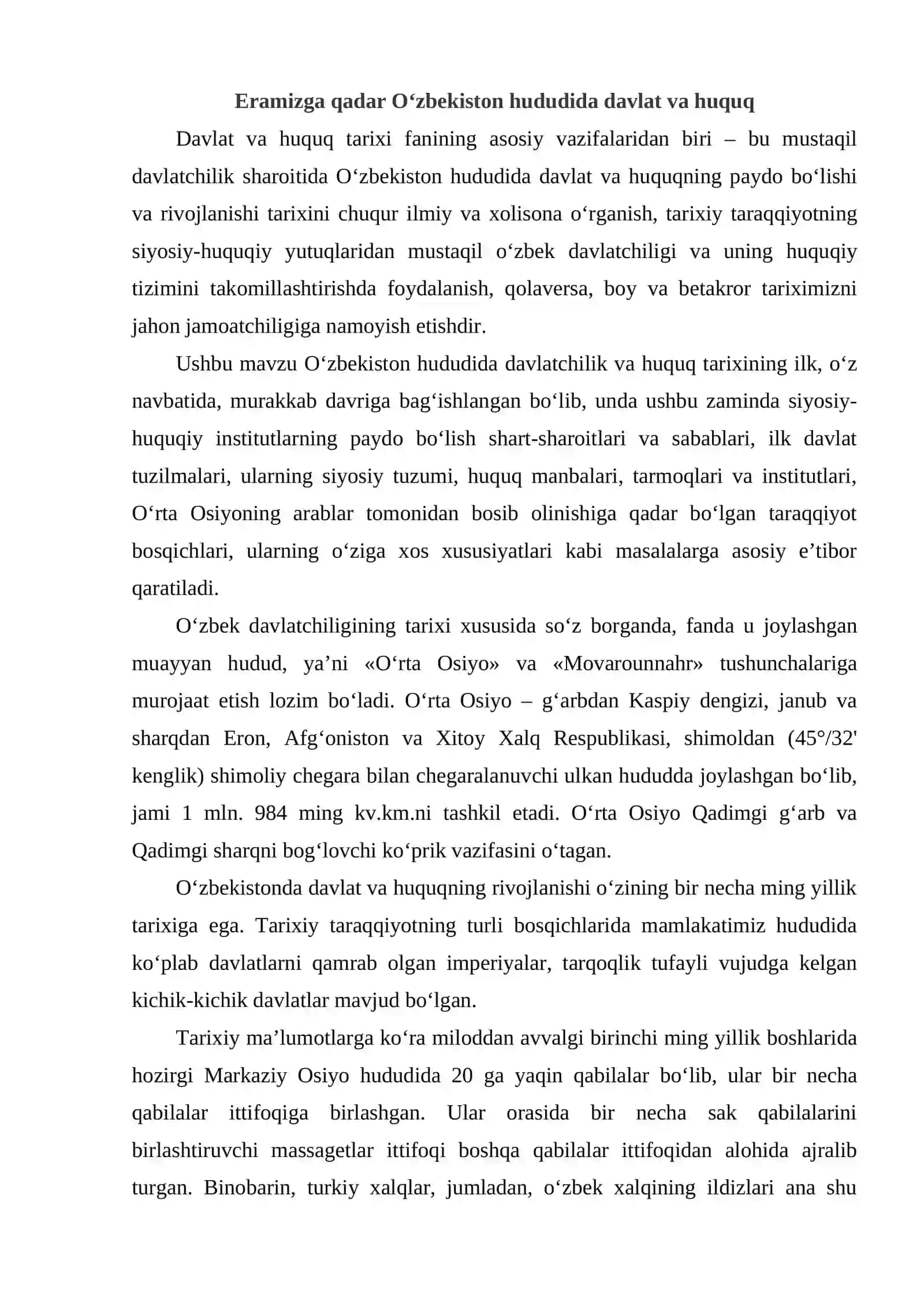 O‘zbekiston hududida qadimgi davlatlarning vujudga kelishi va huquqiy munosabatlarning shakllanishi 2