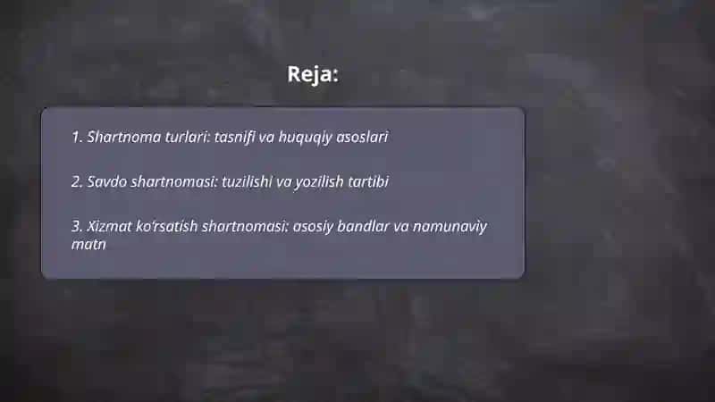 Shartnoma turlari va yozilish tartibi 2