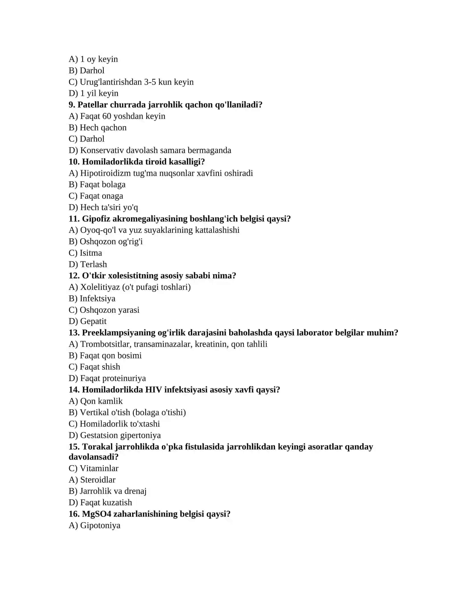 Tibbiyot sinov testlari 2