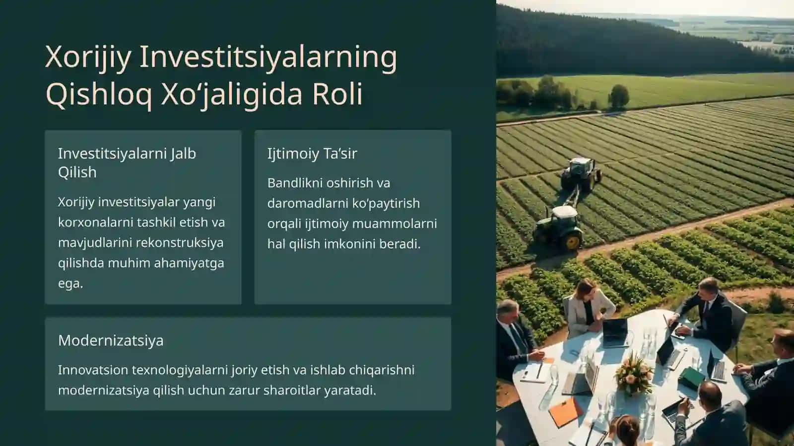 Qishloq Xo‘jaligida Innovatsion Texnologiyalar va Investitsiyalar 2