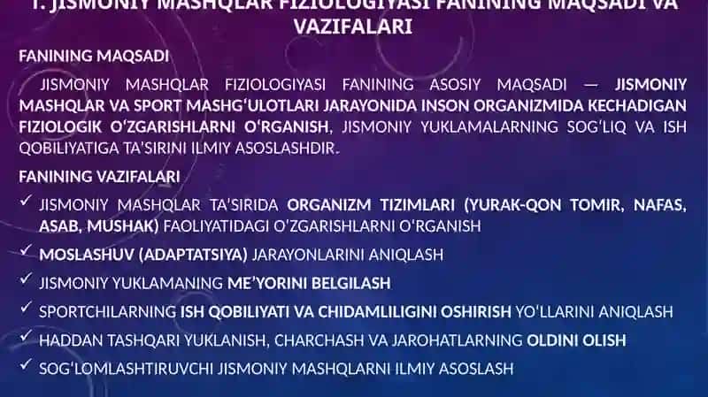 Jismoniy mashqlar fiziologiyasi 2