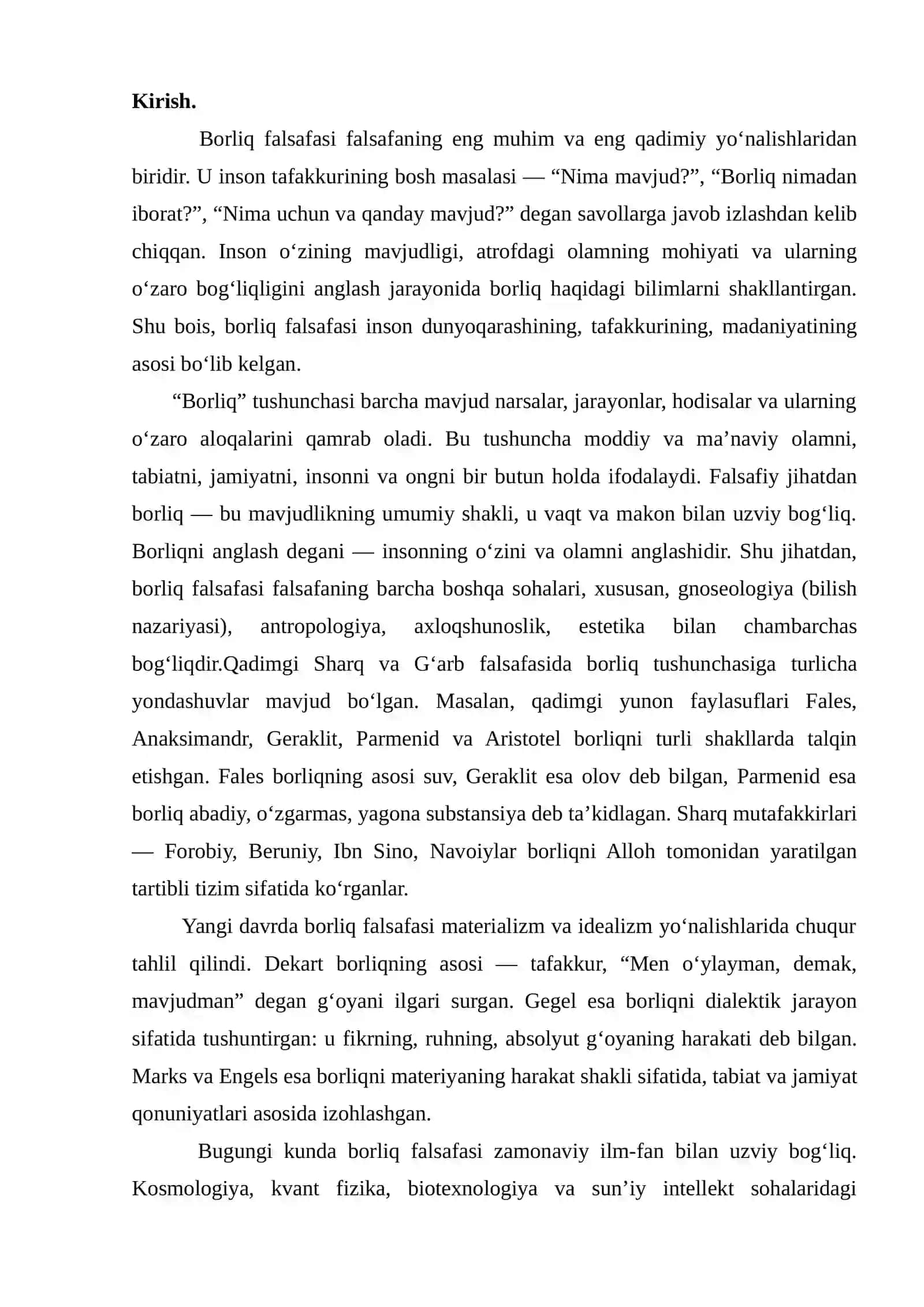Borliq falsafasi 2